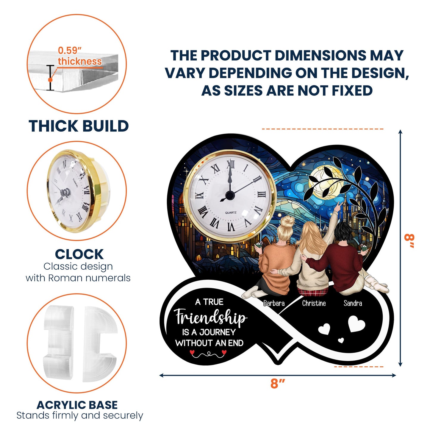 A True Friendship Is A Journey Without An End - Personalized Acrylic Desk Clock