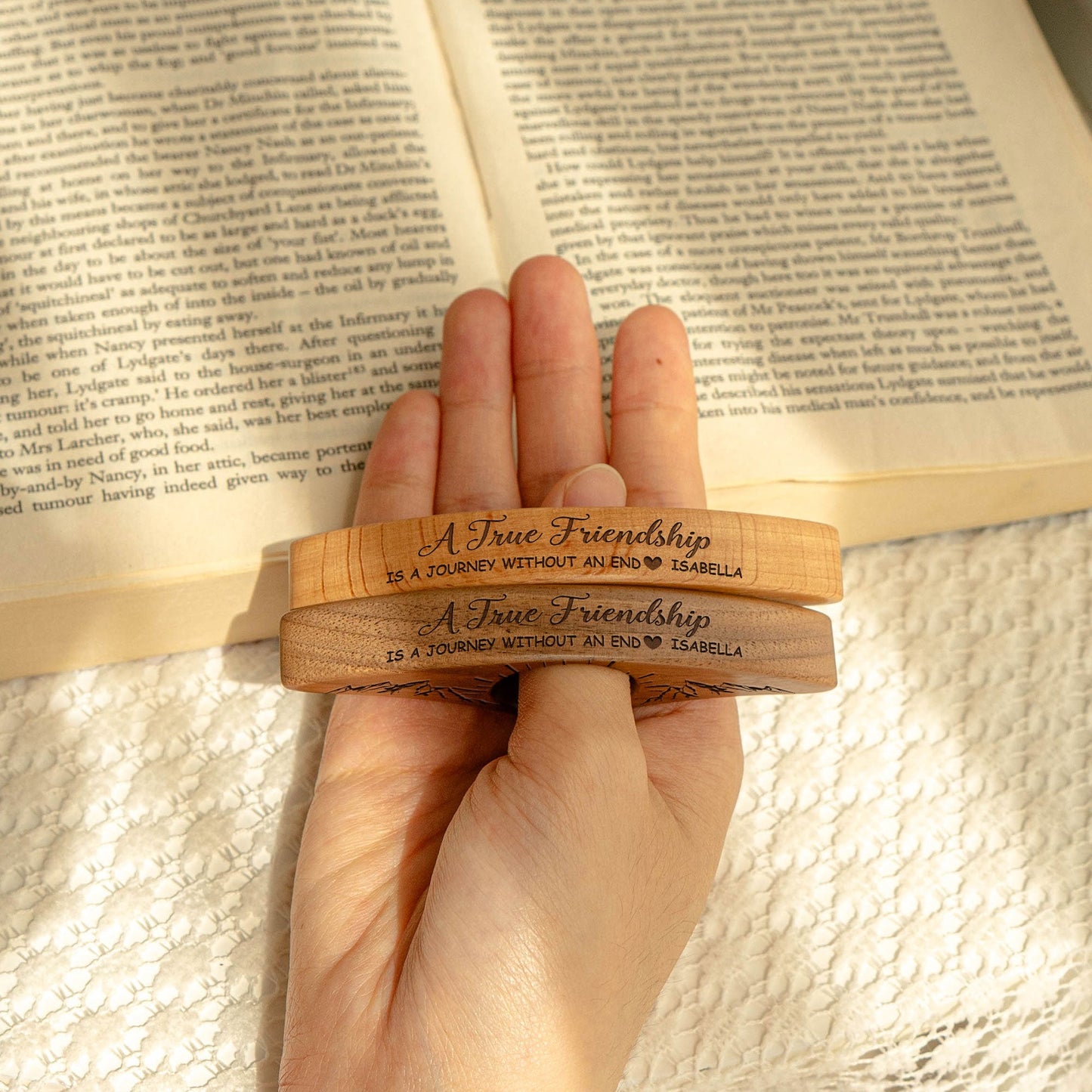 A True Friendship Is A Journey Without An End - Personalized Book Page Holder