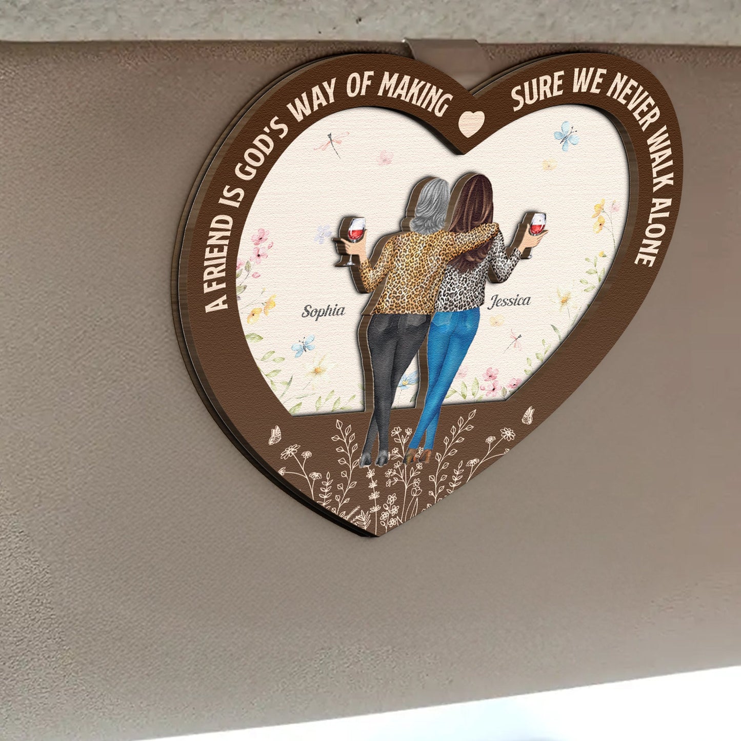 A True Friendship Is A Journey Without An End - Personalized Wooden Car Visor Clip