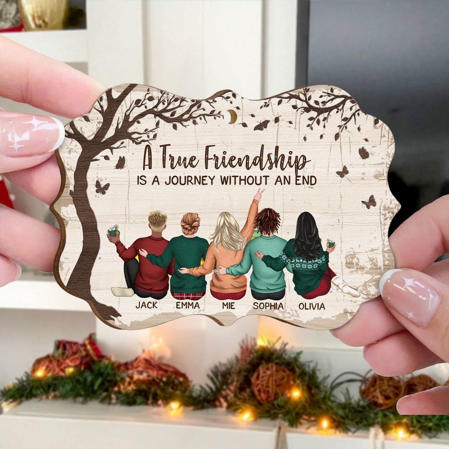 A True Friendship Is A Journey Without An End - Personalized Wooden Ornament - Gift For Friend