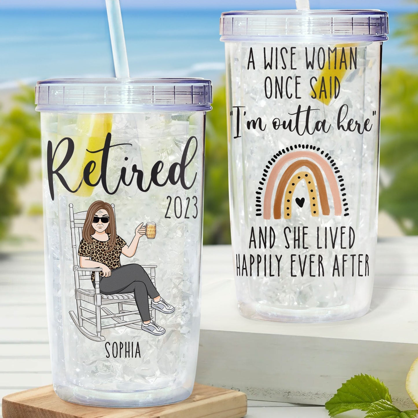 A Wise Woman Once Said "I'm Outta Here" - Personalized Acrylic Tumbler With Straw
