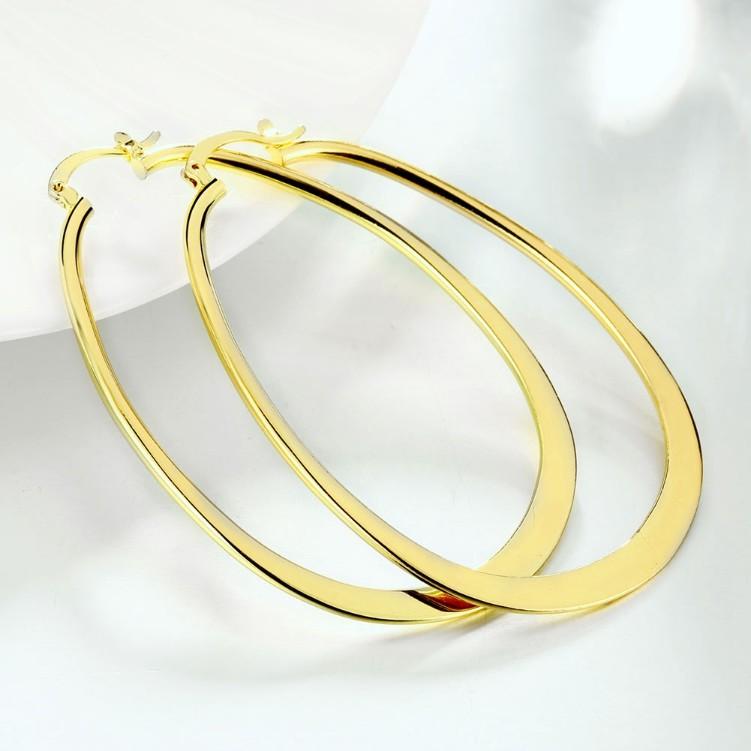 Goldtone Large Flat Hoop Earring 68mm (available in 3 colors) ITALY Design