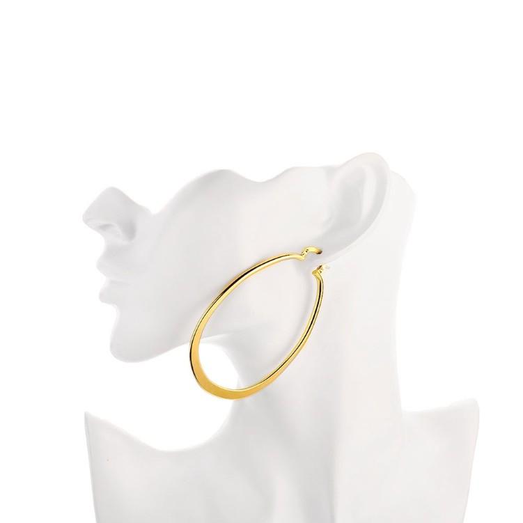 Goldtone Large Flat Hoop Earring 68mm (available in 3 colors) ITALY Design