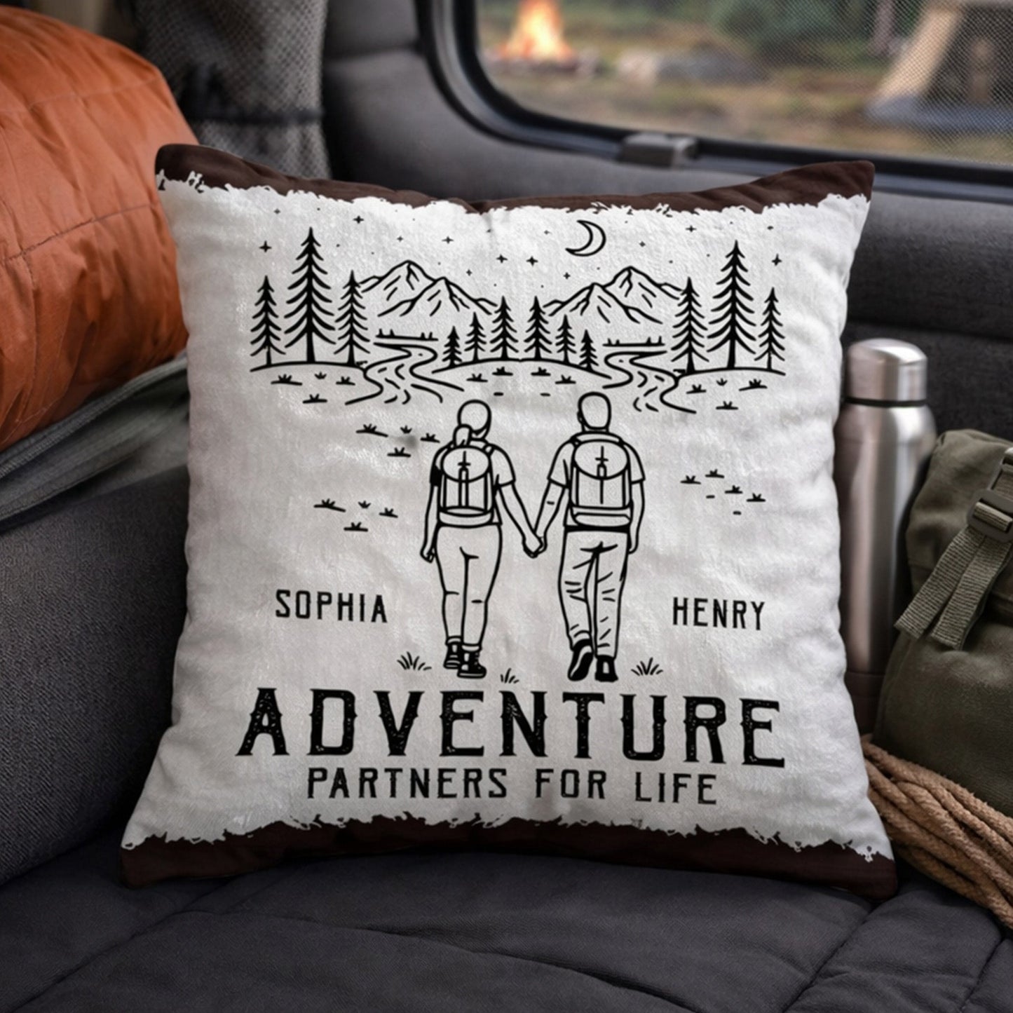 Adventure Partners For Life Camping Couple Gift - Personalized Pillow (Insert Included)