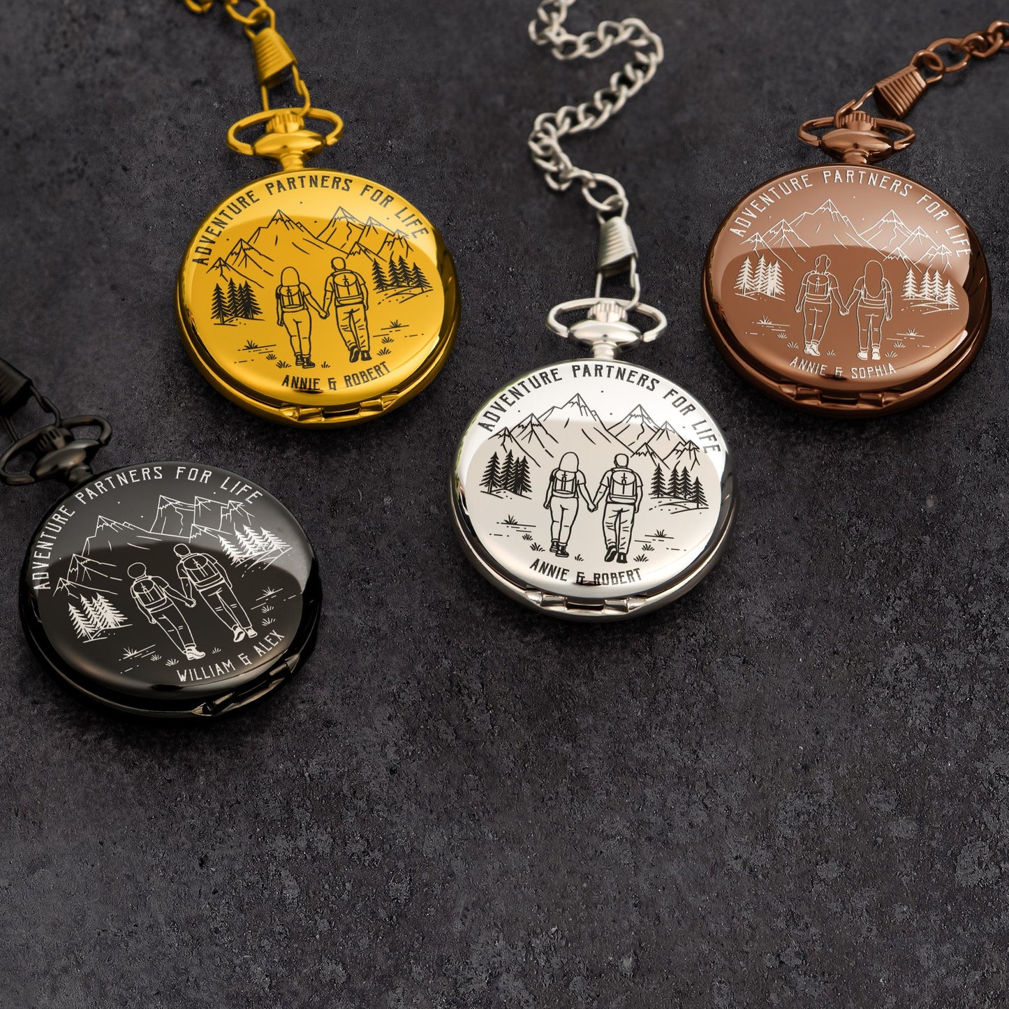 Adventure Partners For Life Camping Couple - Personalized Pocket Watch