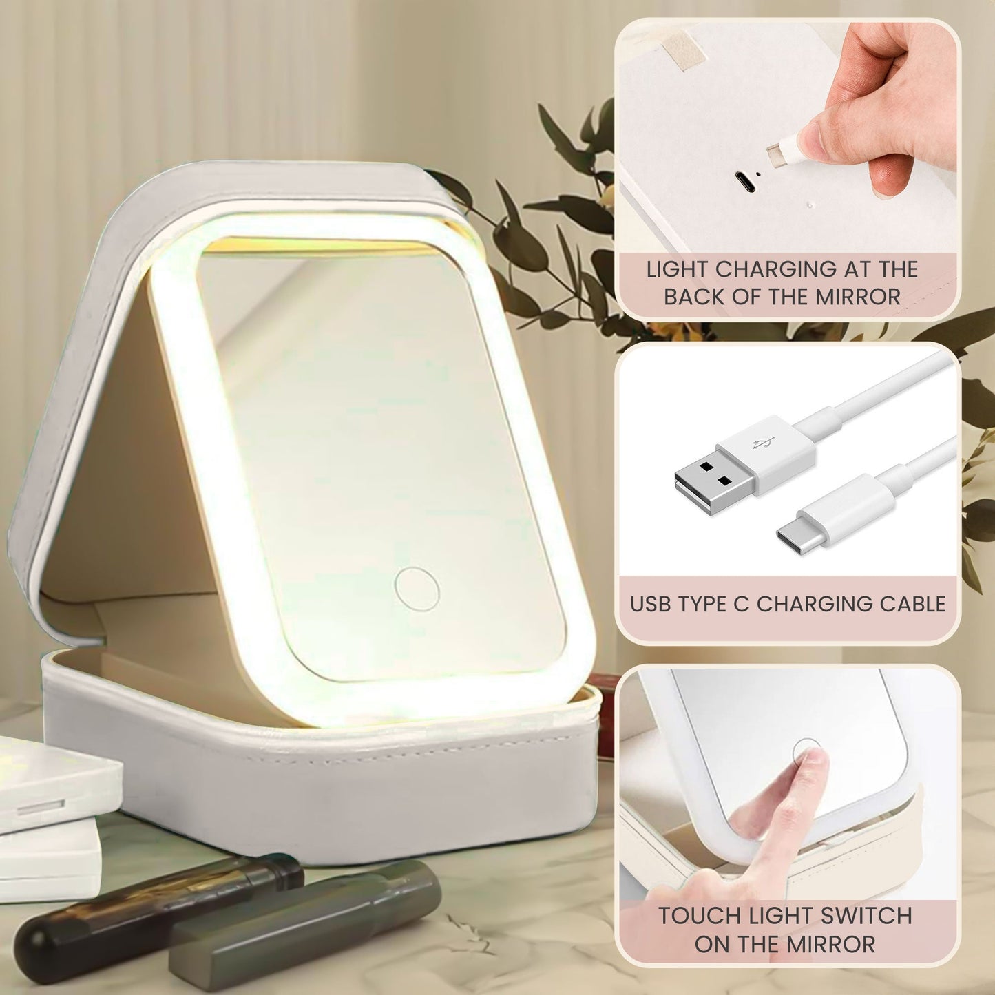 Affirmation Cute Cartoon - Custom Makeup Box With LED Mirror