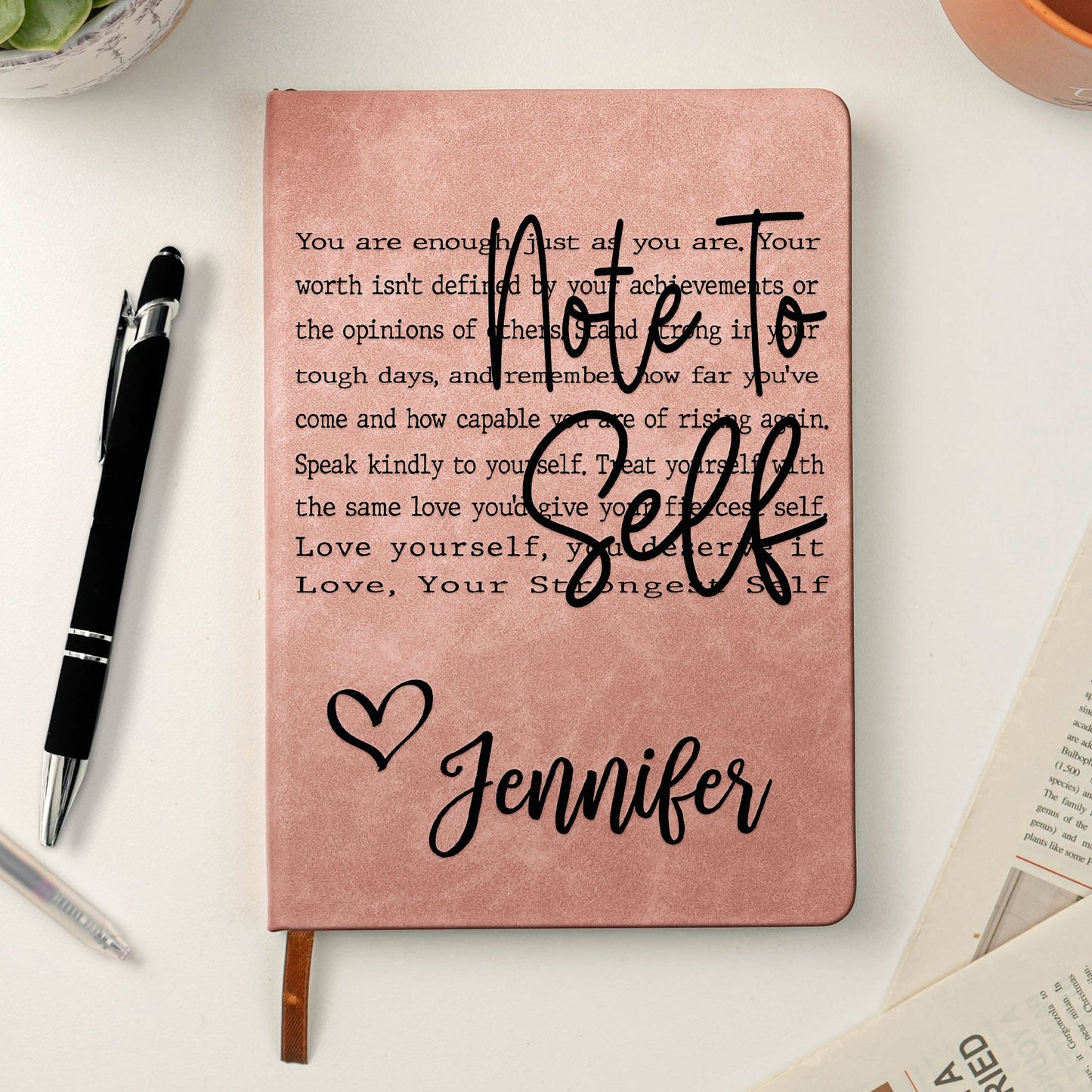 Affirmations Notebook Self-Love Journal Silly Mental Health Gifts For Her - Personalized Leather Journal