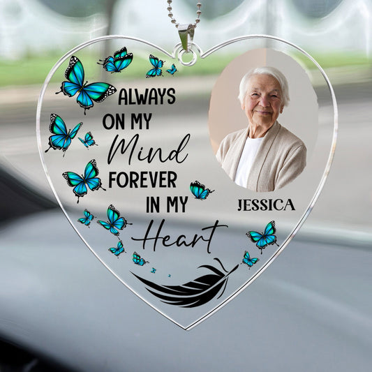 Always On My Mind - Personalized Photo Rear View Mirror Accessory