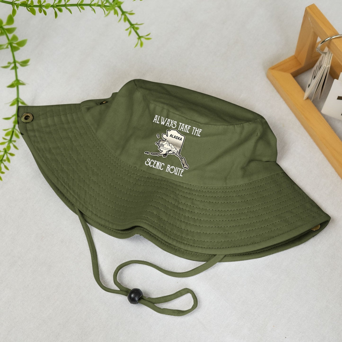 Always Take The Scenic Route States Map - Personalized Bucket Hat