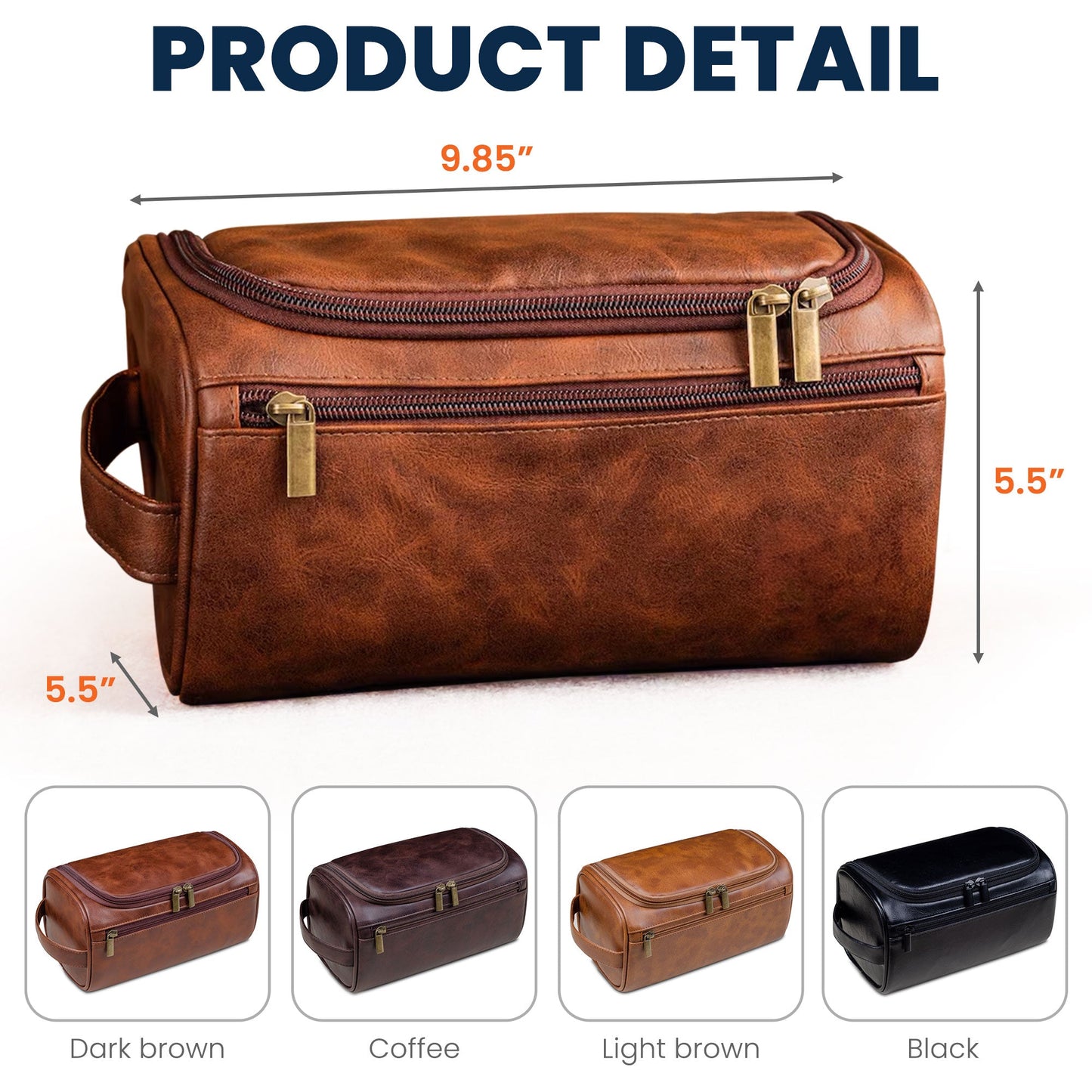 American Football Custom Name - Personalized Leather Toiletry Bag