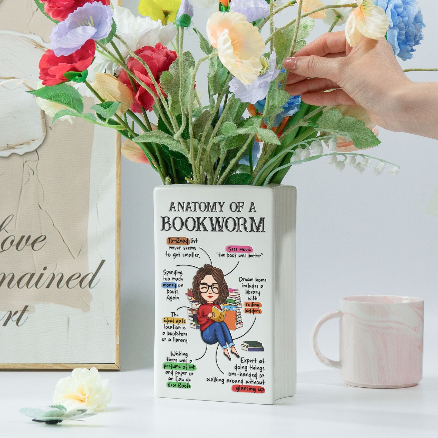 Anatomy Of A Bookworm - Personalized Ceramic Book Vase