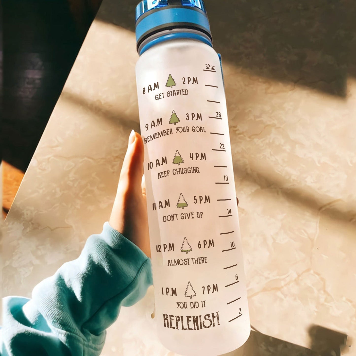 And Into The Forest I Go - Personalized Water Bottle With Time Marker - Birthday, Motivation Gift For Hiker, Hiking Lover, Camping lover, Camping  Girl