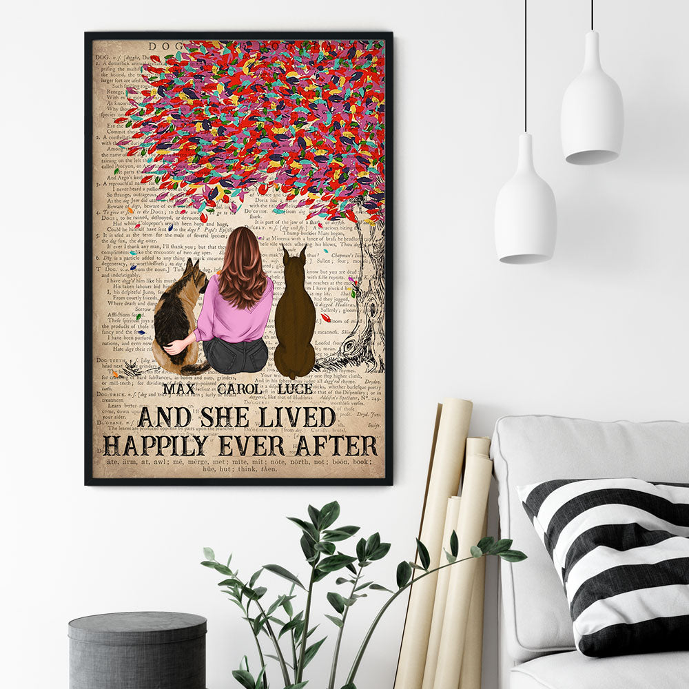 And She Lived Happily Ever After - Personalized Poster/Wrapped Canvas - Gift For Dog Lover - Dictionary Template