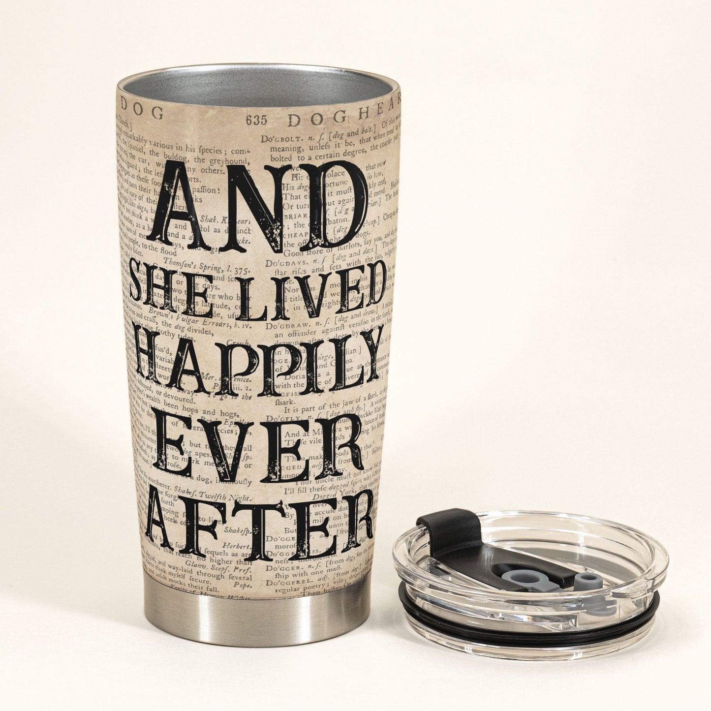 And She Lived Happily Ever After - Personalized Tumbler Cup - Gift For Dog Lover - Dictionary Template