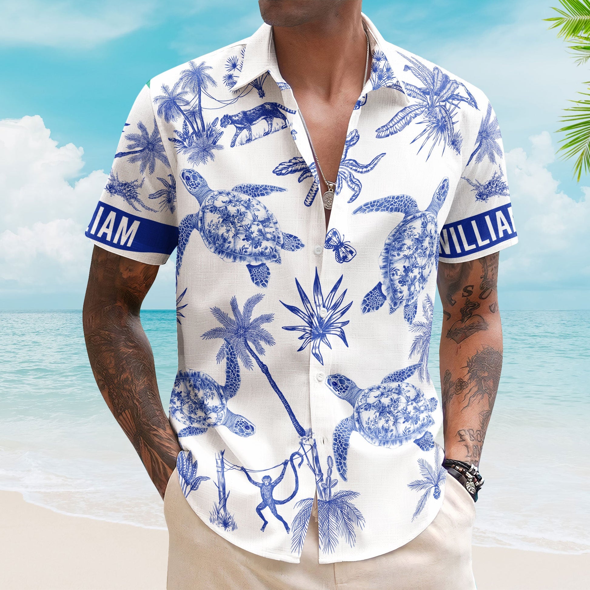 Animals Chinoiserie Toile De Jouy - Personalized Hawaiian Shirt