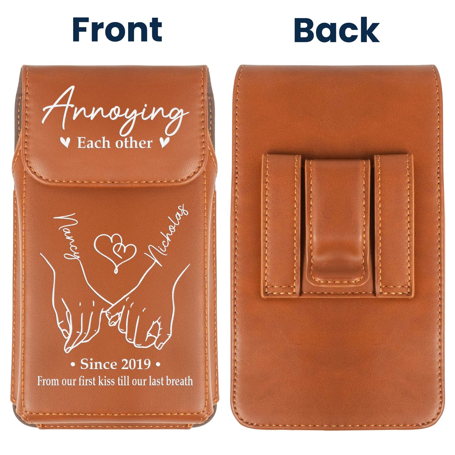 Annoying Each Other - Personalized Leather Phone Holster