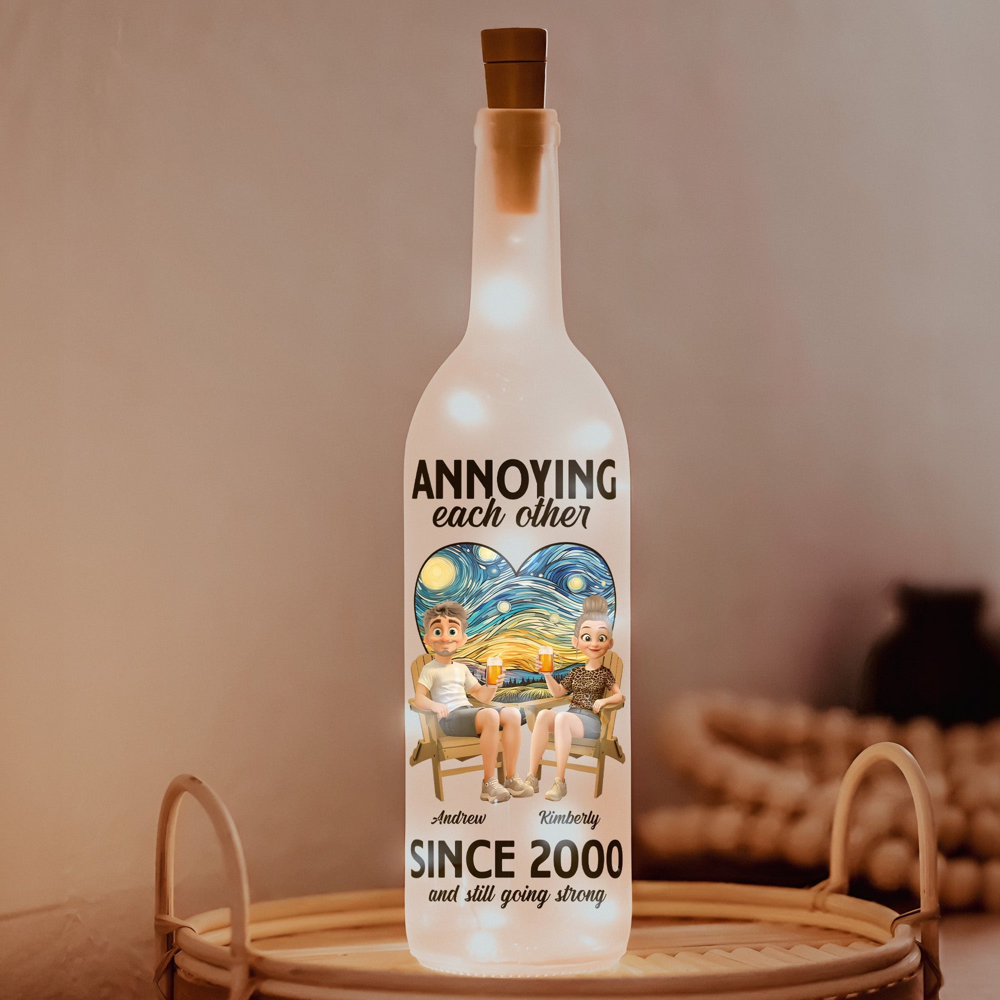 Annoying Each Other Since & Still Going Strong - Personalized Bottle Lamp