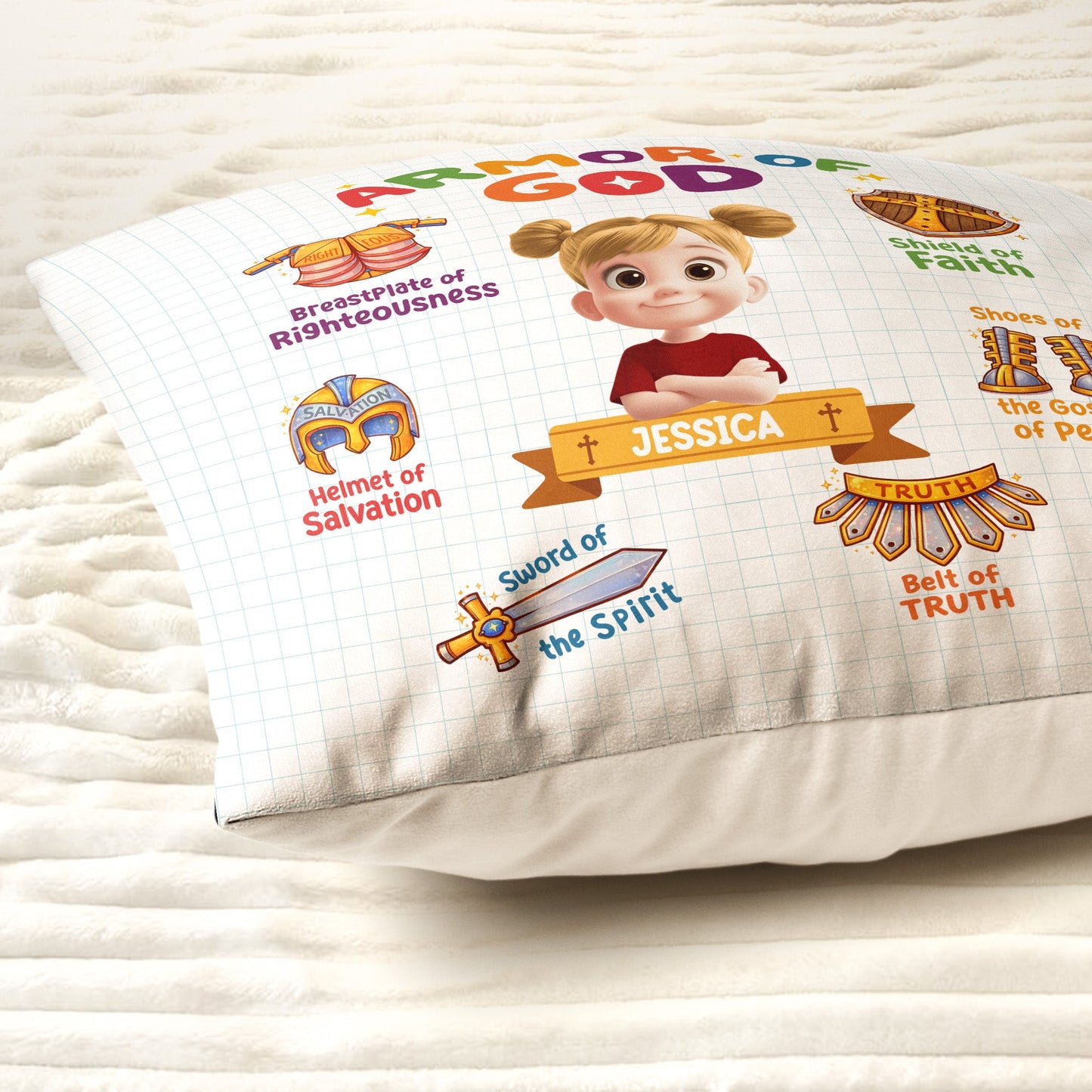Armor Of God Gift For Kids - Personalized Pillow (Insert Included)