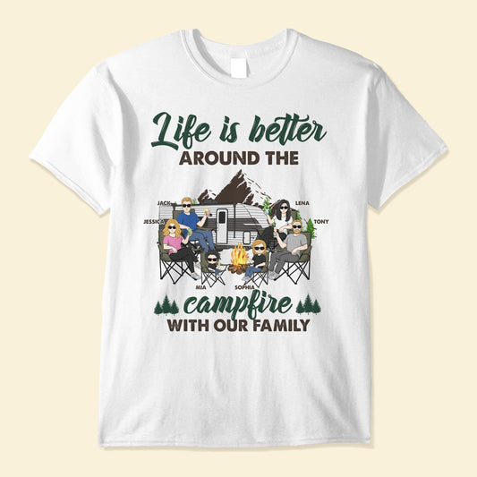 Around The Campfire With Our Family - Personalized Shirt