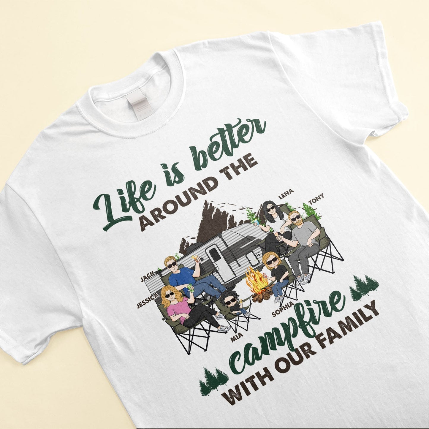 Around The Campfire With Our Family - Personalized Shirt