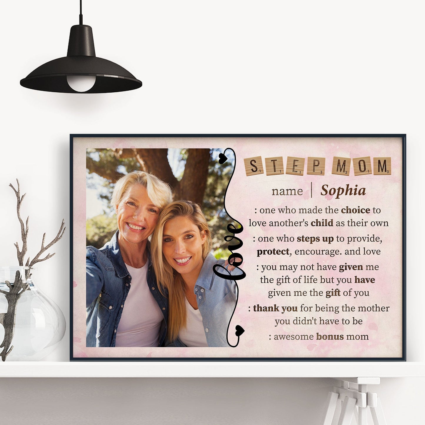 Awesome Bonus Mom - Personalized Poster/Wrapped Canvas - Birthday Gift Mother's Day Gift For Bonus Mom, Step Mom