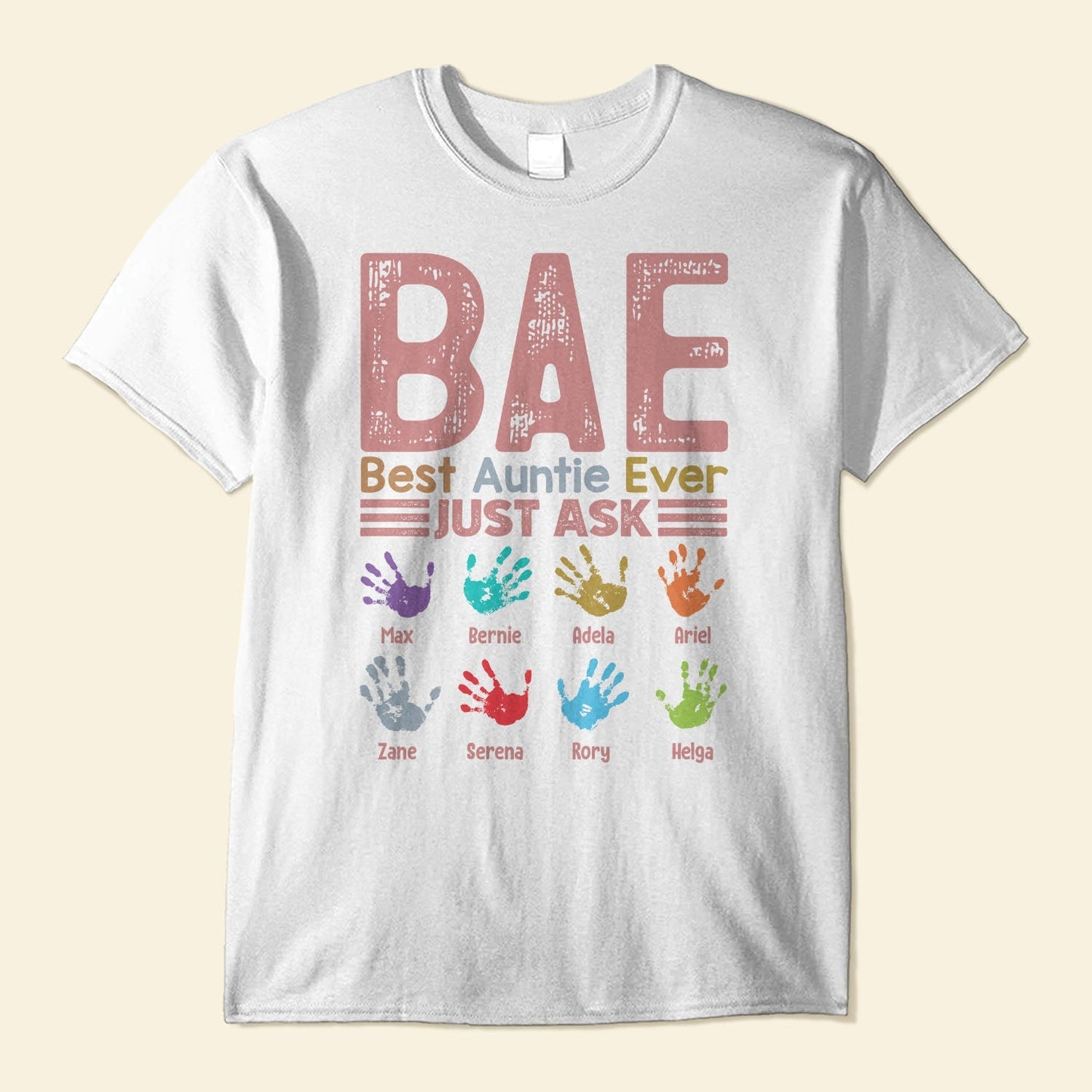 B.A.E Best Auntie Ever Handprints - Personalized Shirt - Gift For Aunts