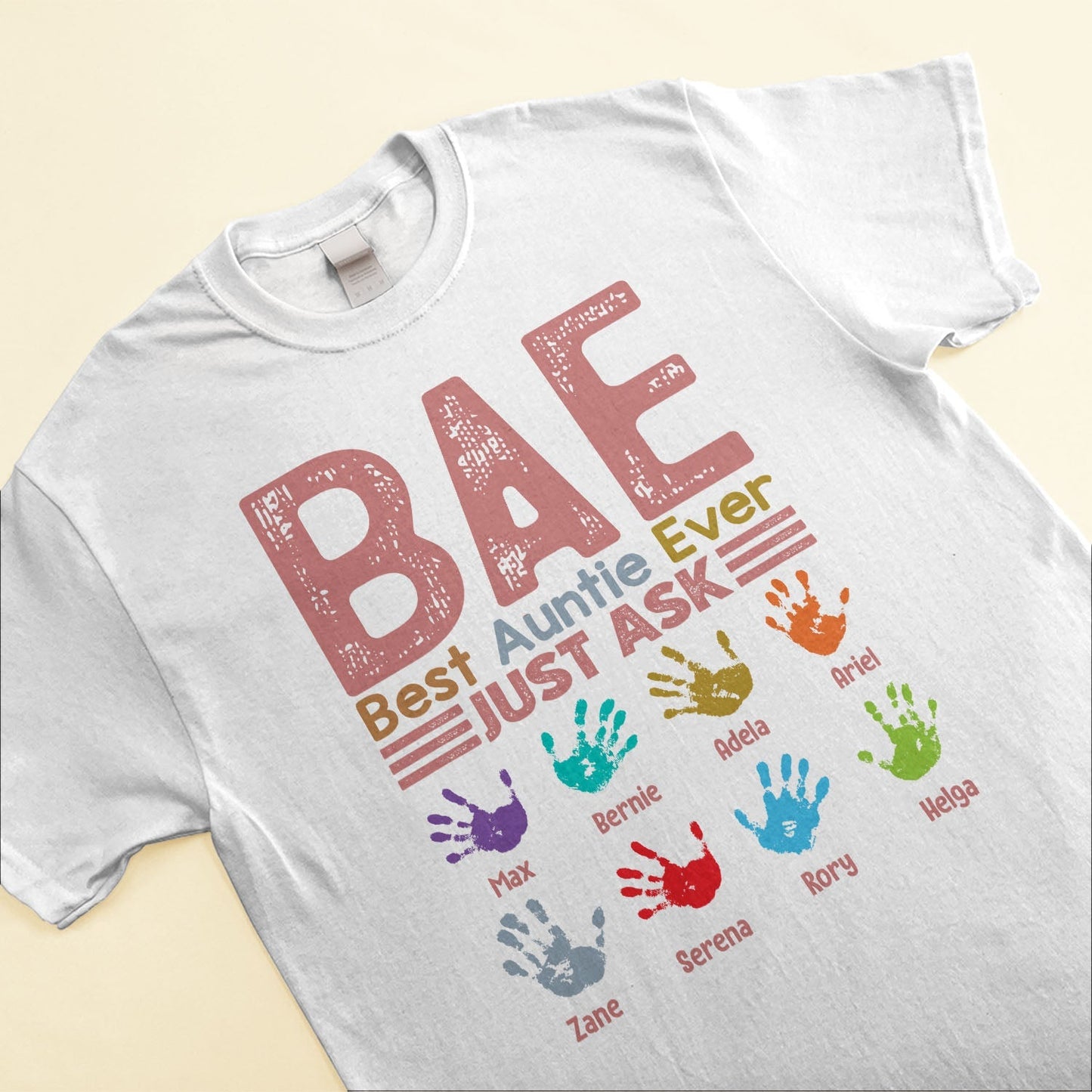 B.A.E Best Auntie Ever Handprints - Personalized Shirt - Gift For Aunts