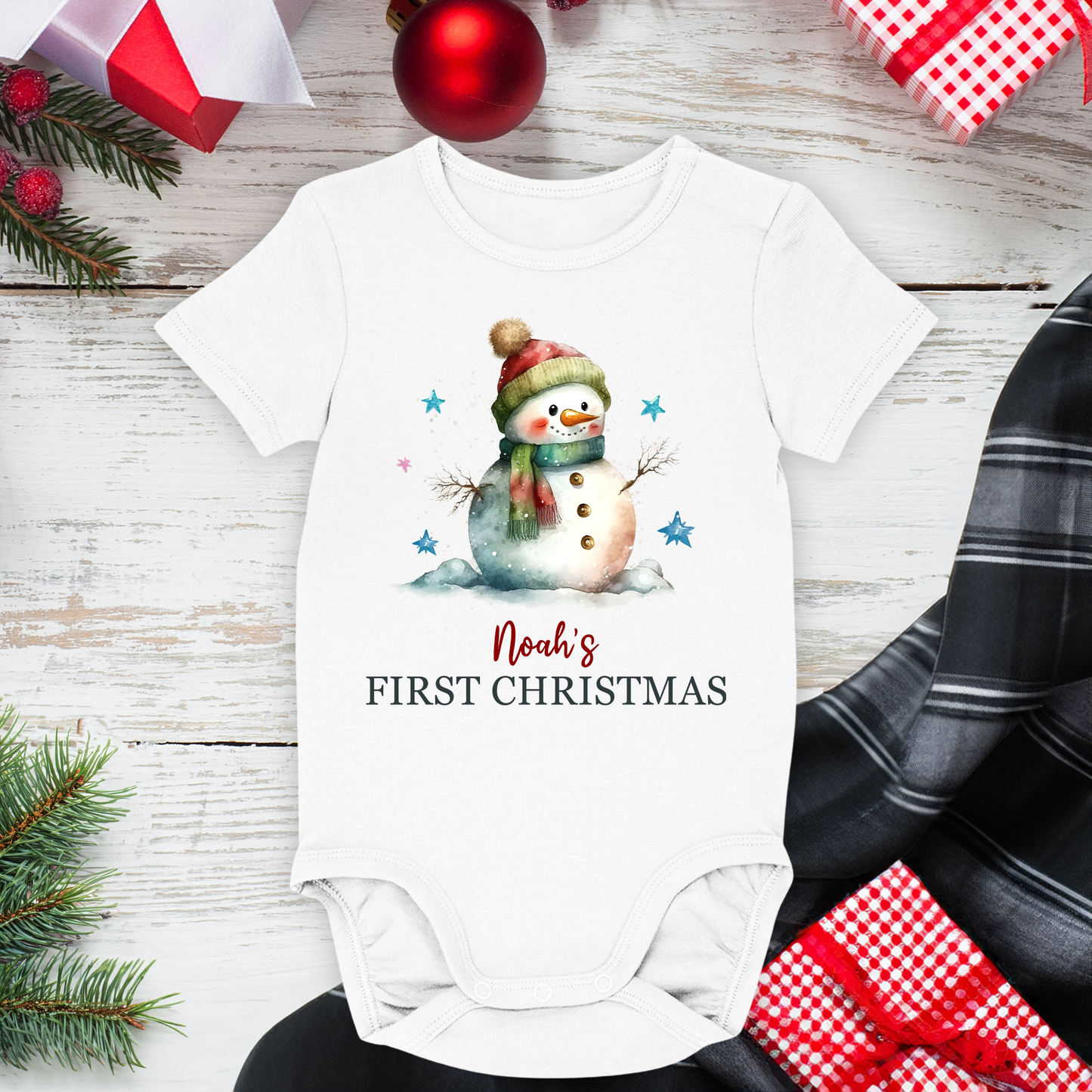 Baby 1st Christmas Gift For Newborn - Personalized Baby Onesie