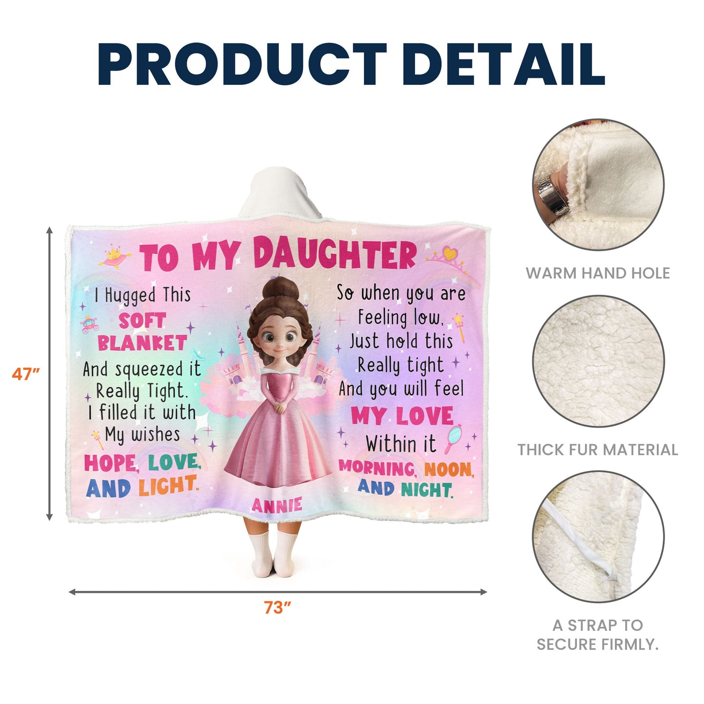Baby Princess I Hugged This Soft Blanket - Personalized Wearable Blanket Hoodie