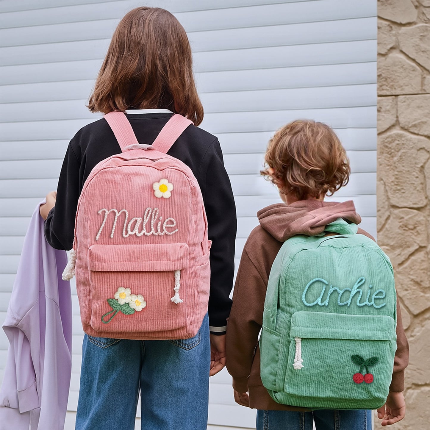 Back To School Gift For Boy Girl Kids Embroidered Style - Personalized Kid Backpack