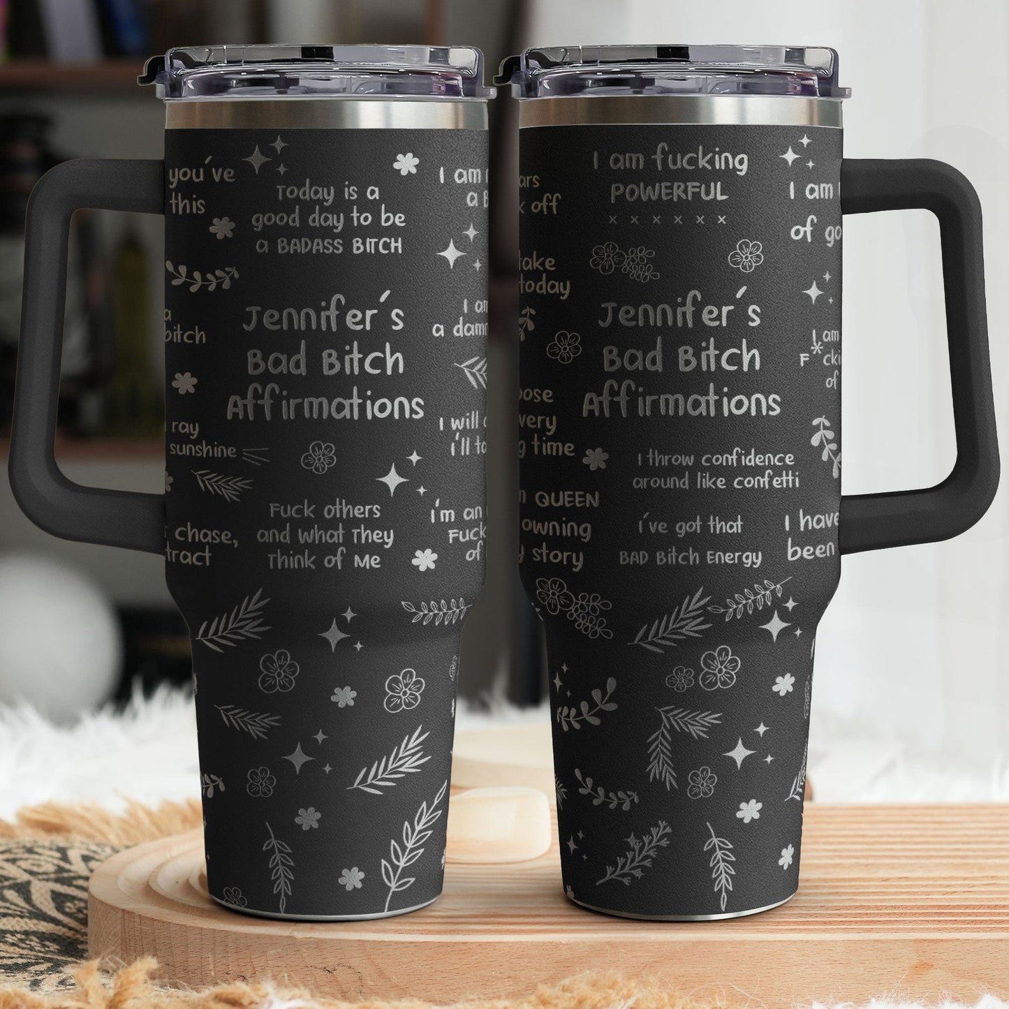 Bad B*tch Affirmations - Funny Gifts For Coworkers, Friends - Personalized 40oz Tumbler