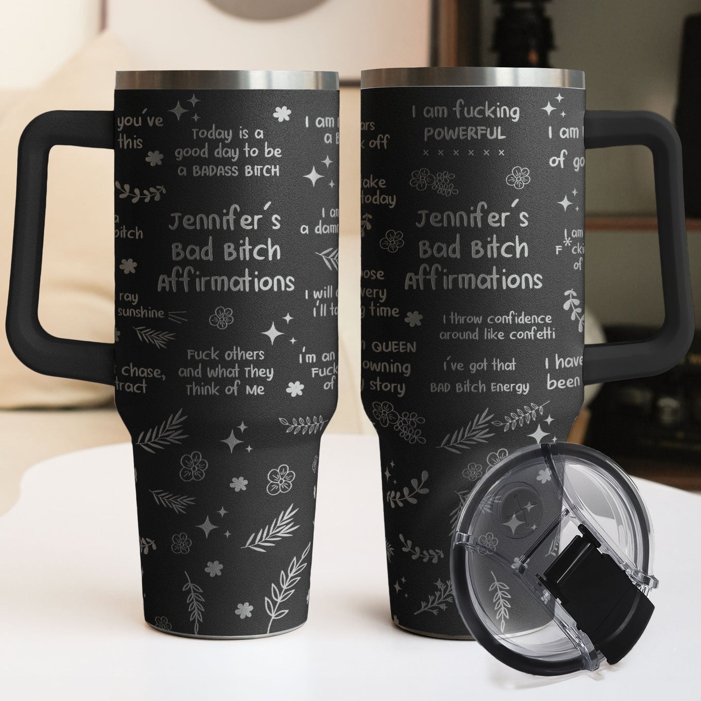 Bad B*tch Affirmations - Funny Gifts For Coworkers, Friends - Personalized 40oz Tumbler