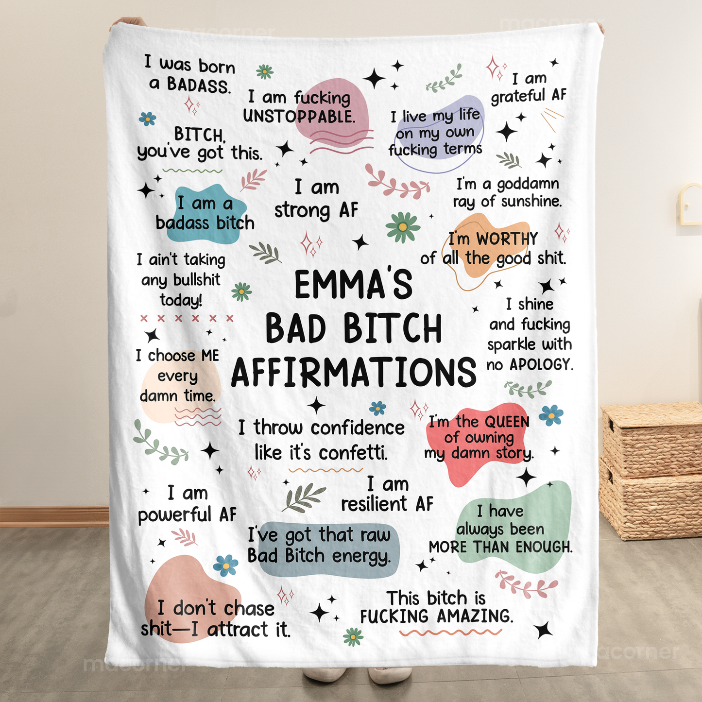 Bad B*tch Affirmations Blanket - Personalized Blanket