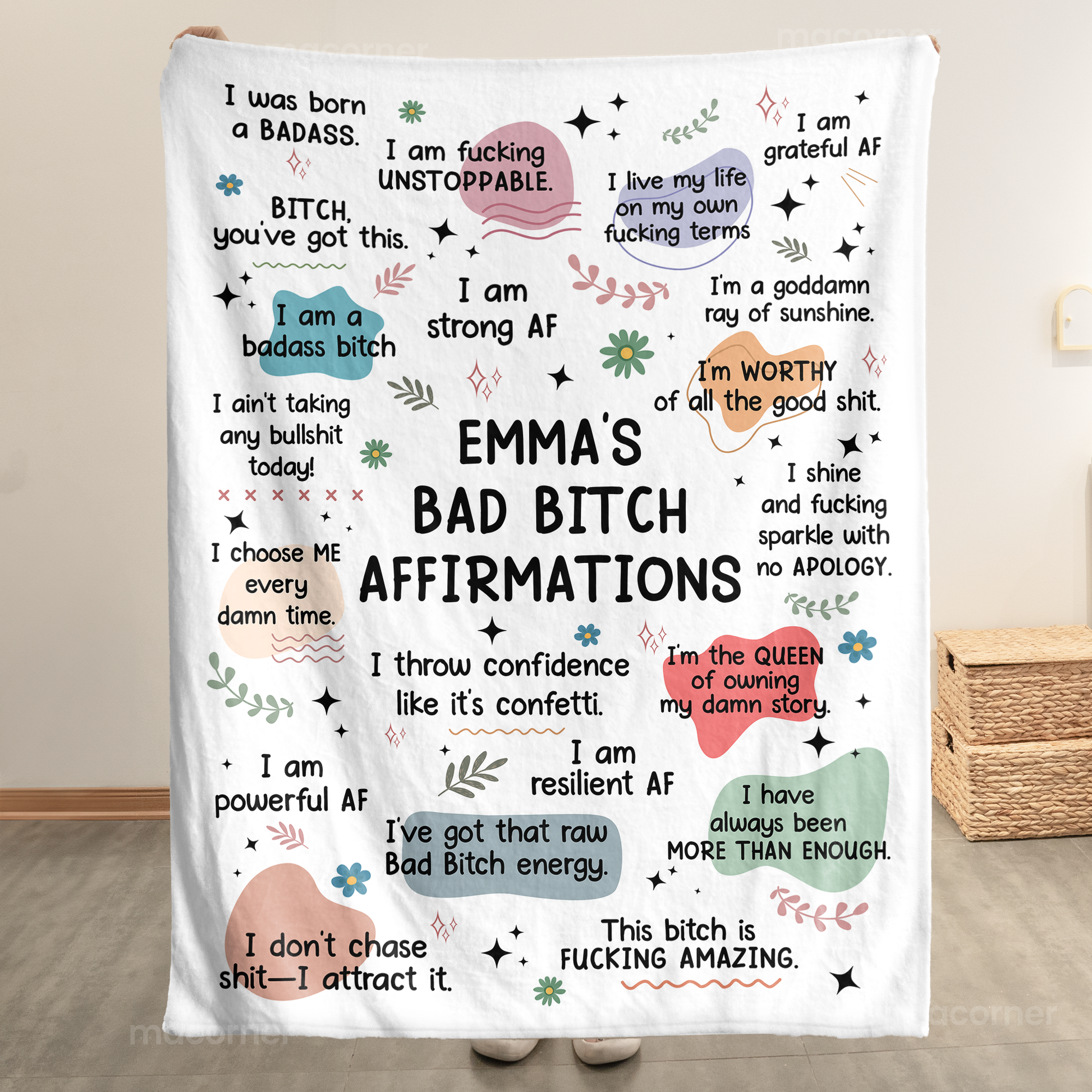 Bad B*tch Affirmations Blanket - Personalized Blanket