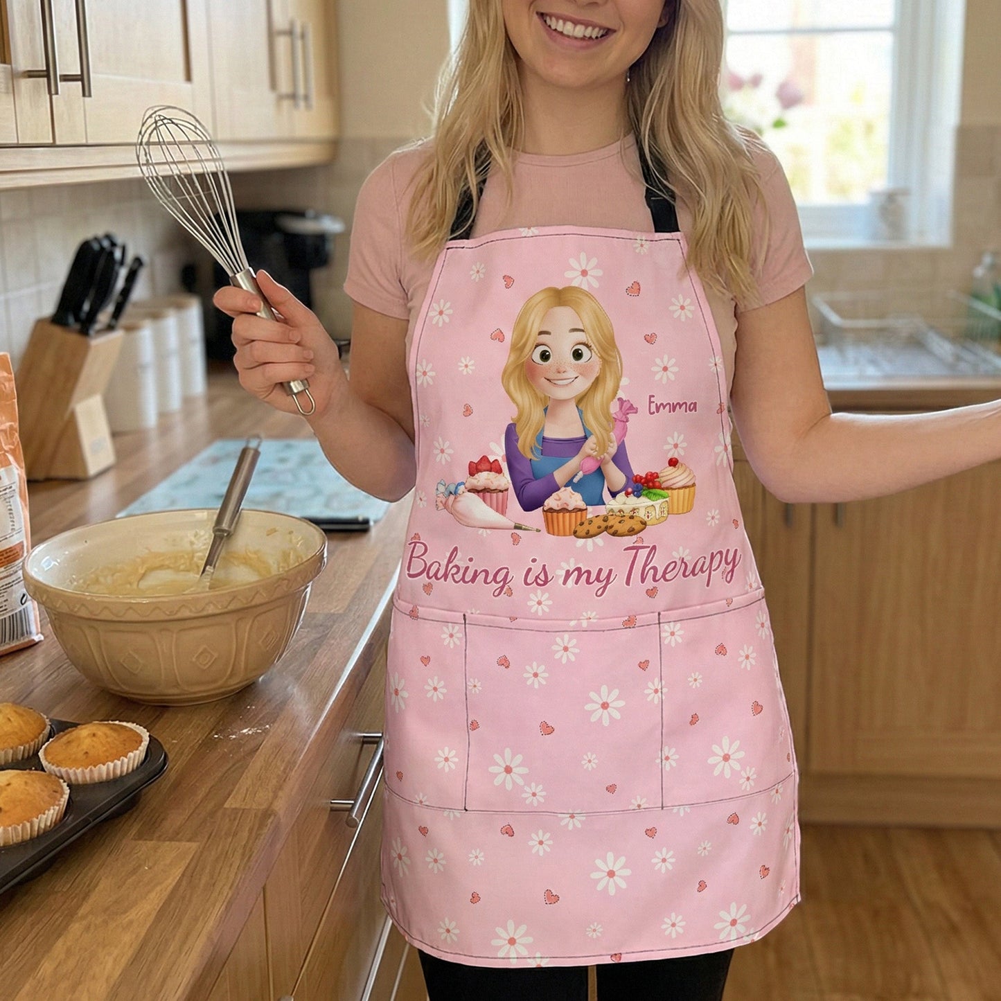 Baking Is My Therapy - Personalized Apron