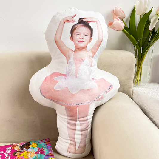 Ballerina Girl Ballet Dancing Daughters, Granddaughters - Personalized Photo Custom Shaped Pillow