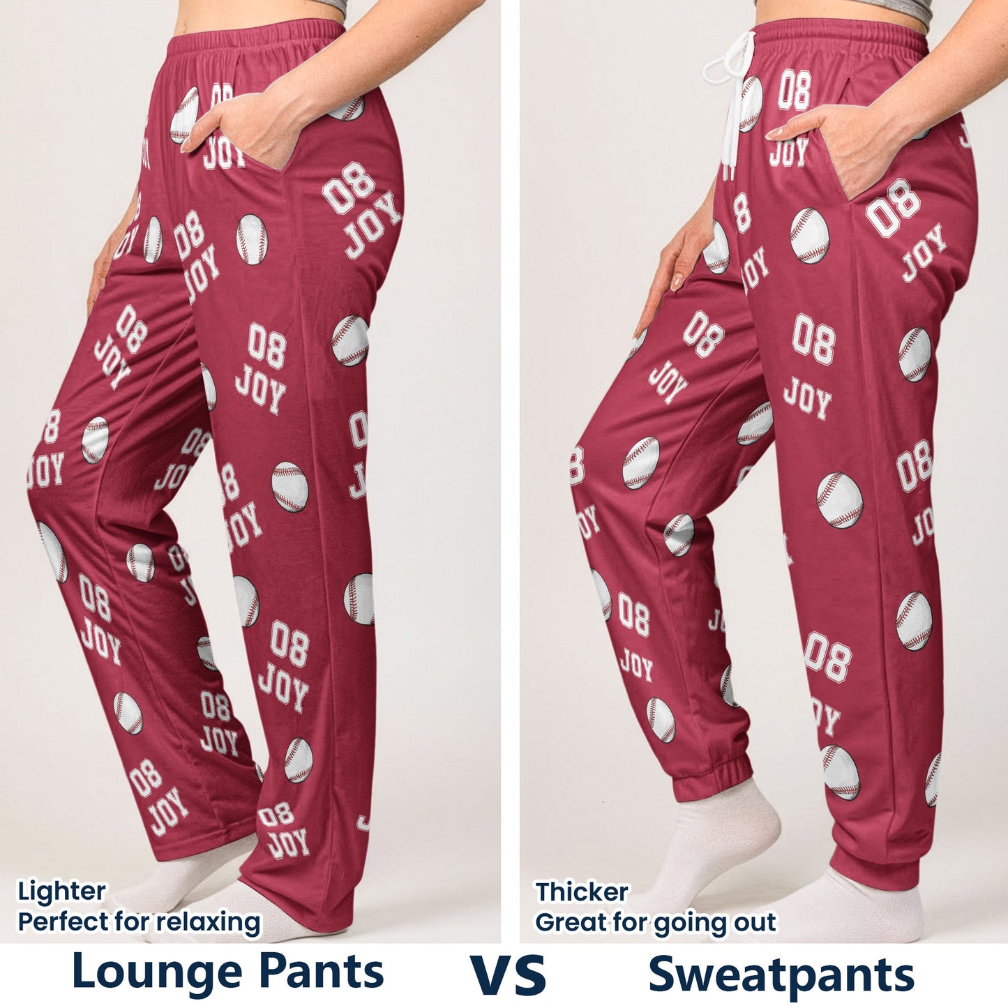 Baseball Custom Name, Number - Personalized Sweatpants - Lounge Pants With Pockets, Custom Pajama Pants, Jogger Sweatpants, Gift For Son, Gift for Him