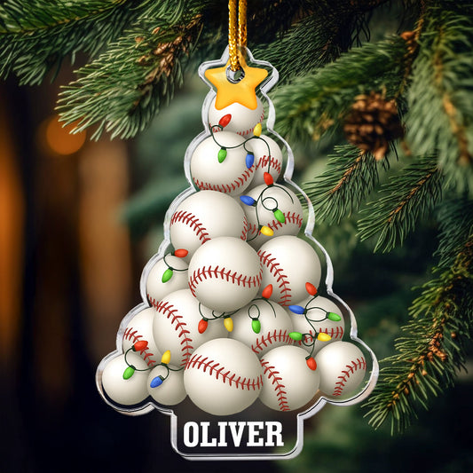 Baseball Sport Lover Christmas Tree - Personalized Acrylic Ornament