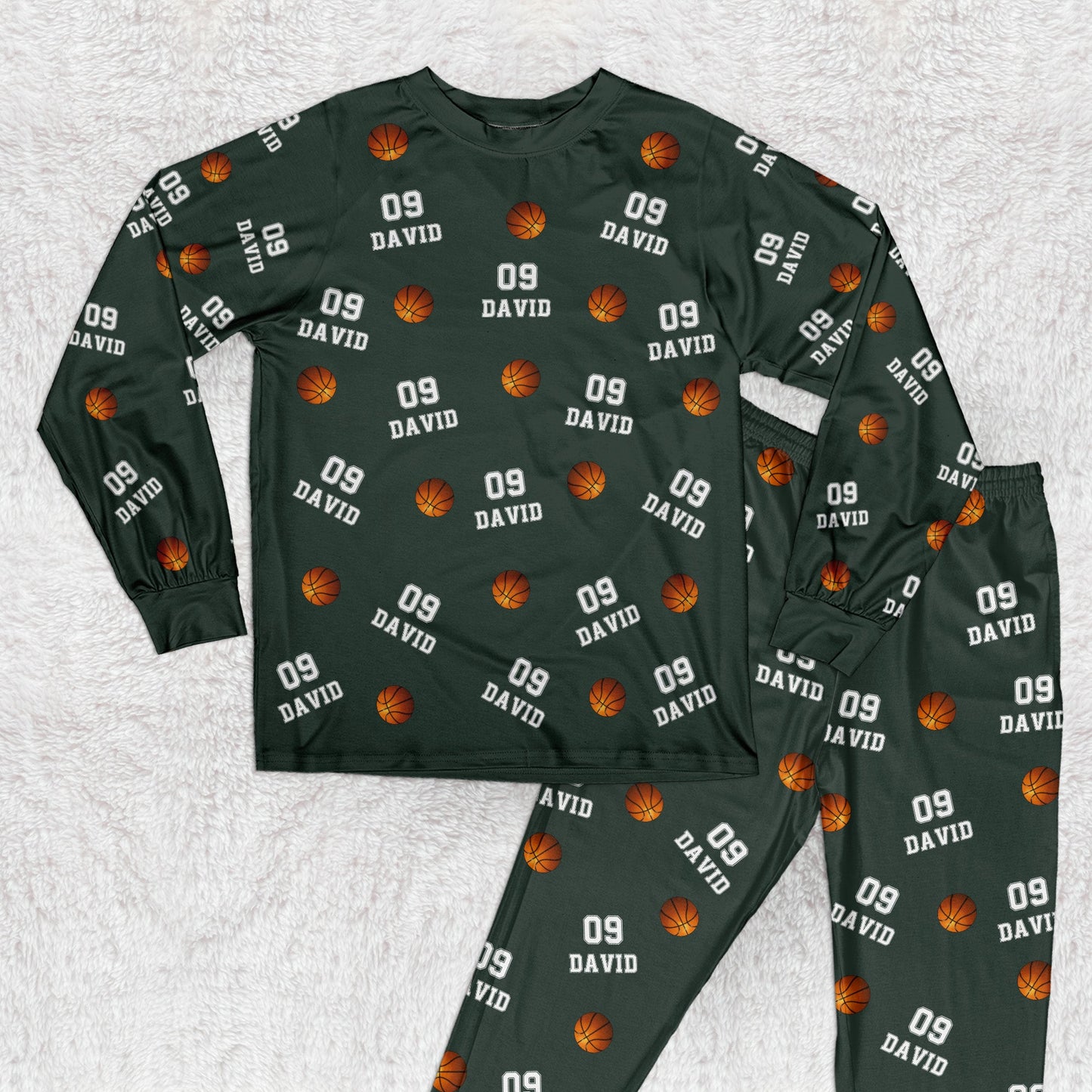 Basketball Custom Name, Number - Personalized Pajama Set
