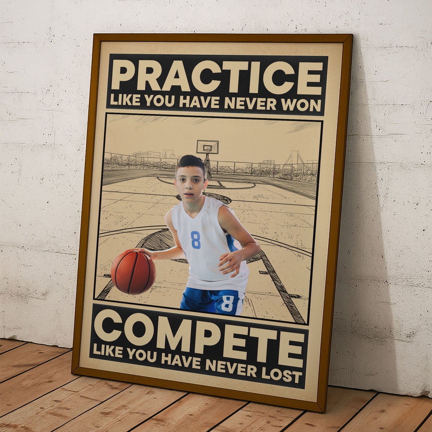 Basketball, Practice Like You Have Never Won - Personalized Photo Poster