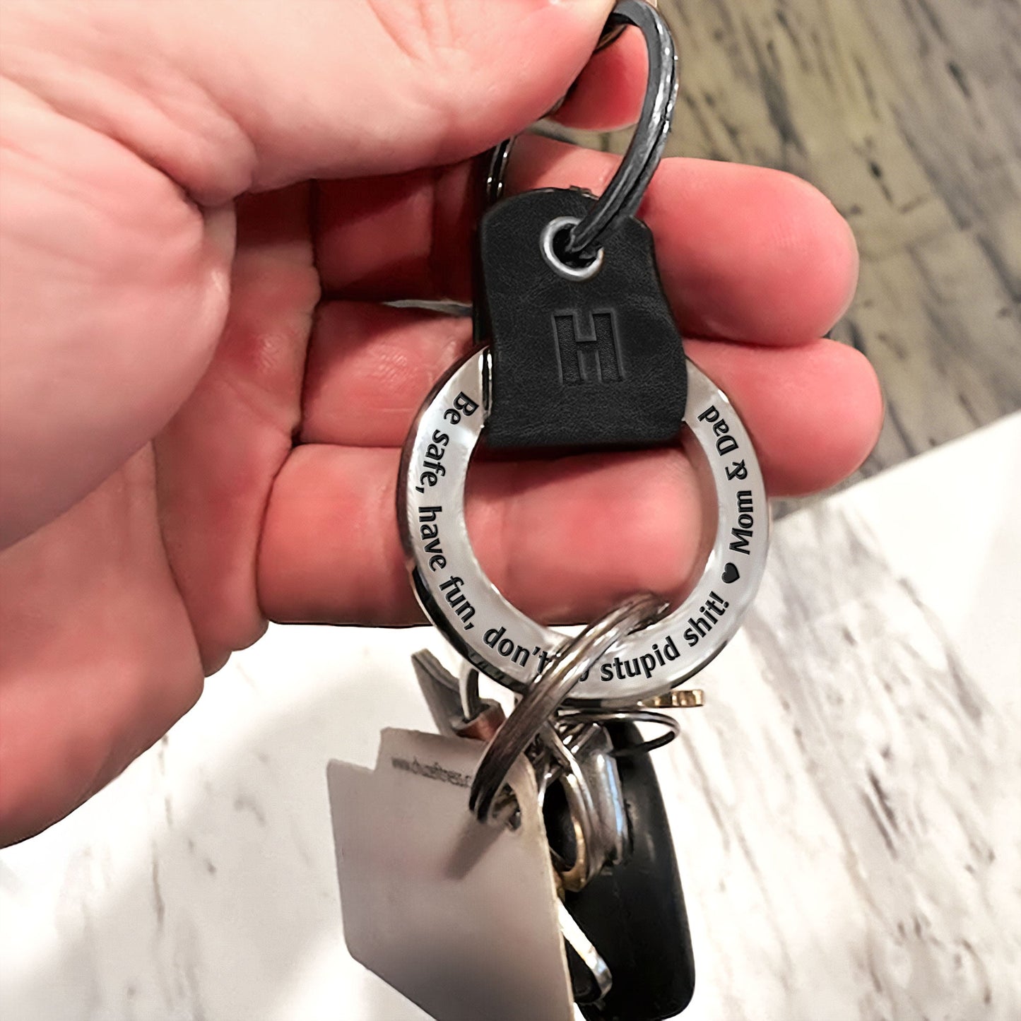 Be Safe, Have Fun, Don't Do Stupid Shit! - Personalized Coordinates Keychain