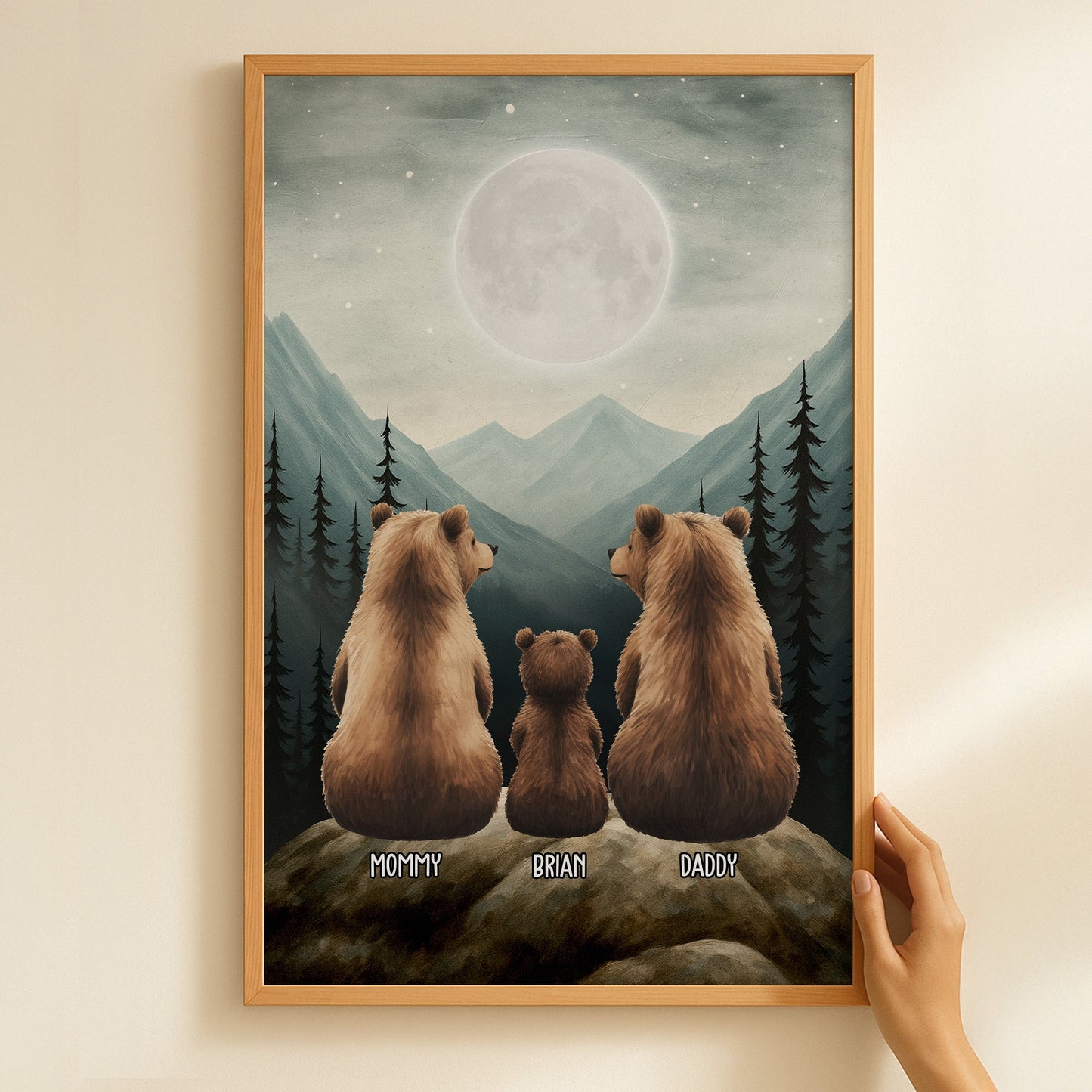 Bear Family Art Home Decor - Personalized Poster
