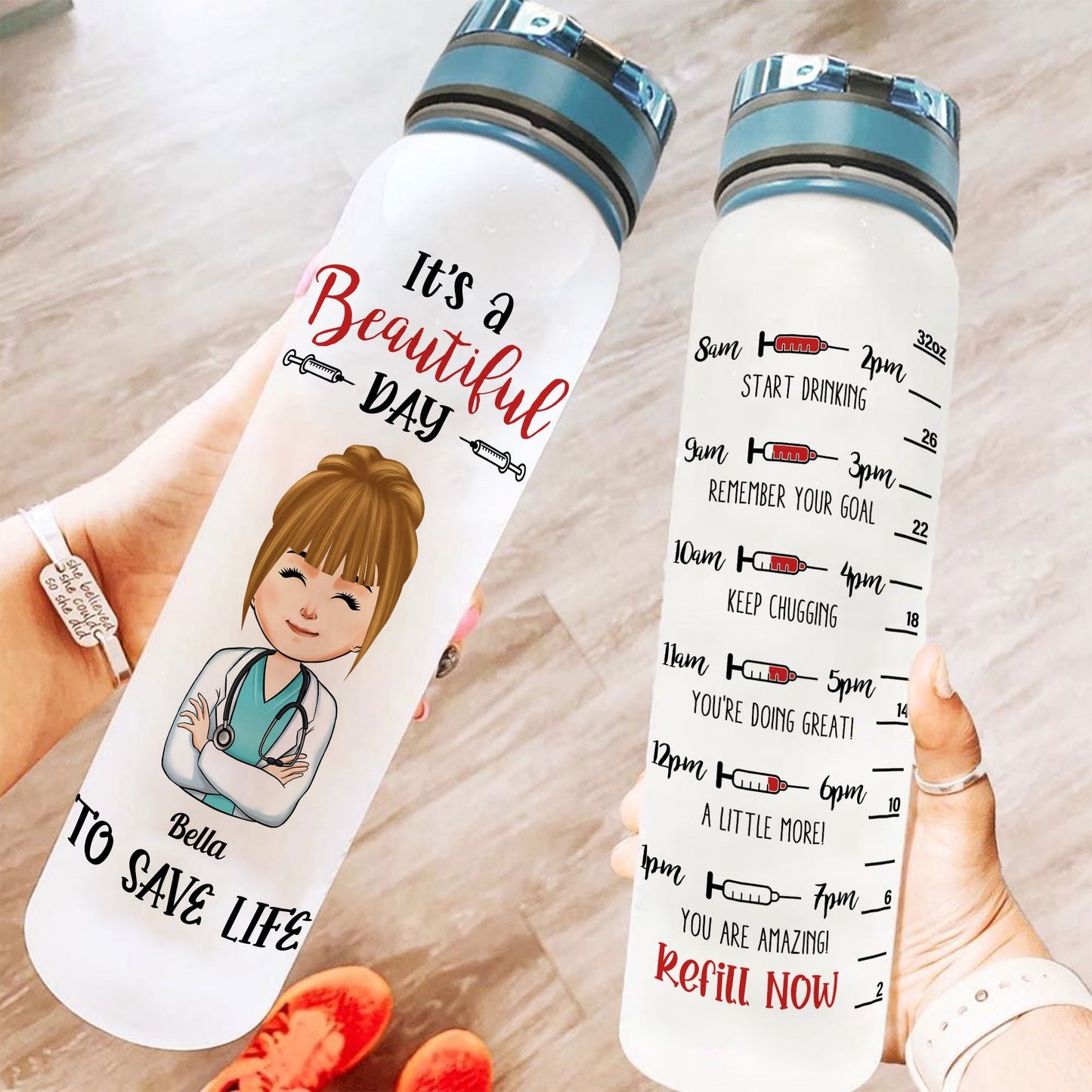 Beautiful Day To Save Life - Personalized Water Tracker Bottle