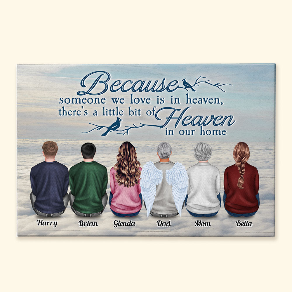 Because Someone We Love Is In Heaven - Personalized Wrapped Canvas - Christmas Gift For Family, Memorial Canvas, Remembrance Canvas