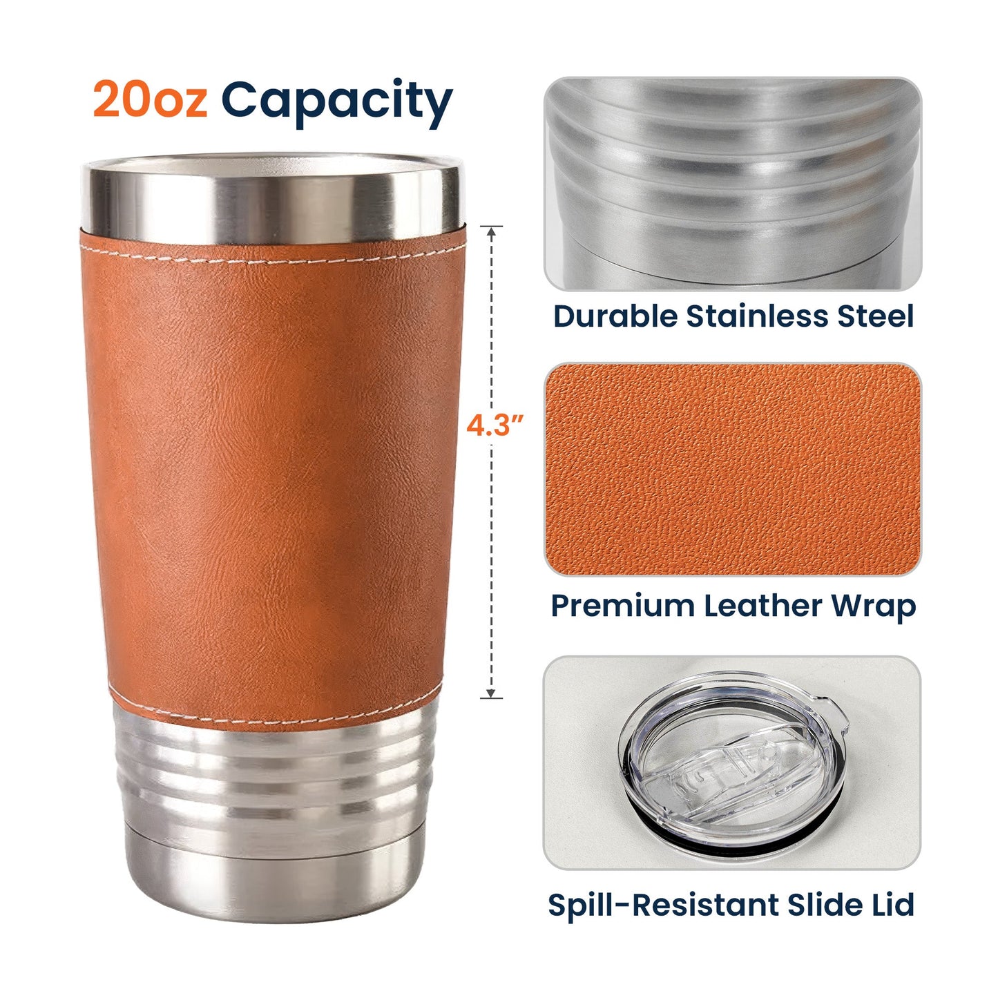 Because You Are My Son - Personalized 20oz Leather Wrapped Tumbler