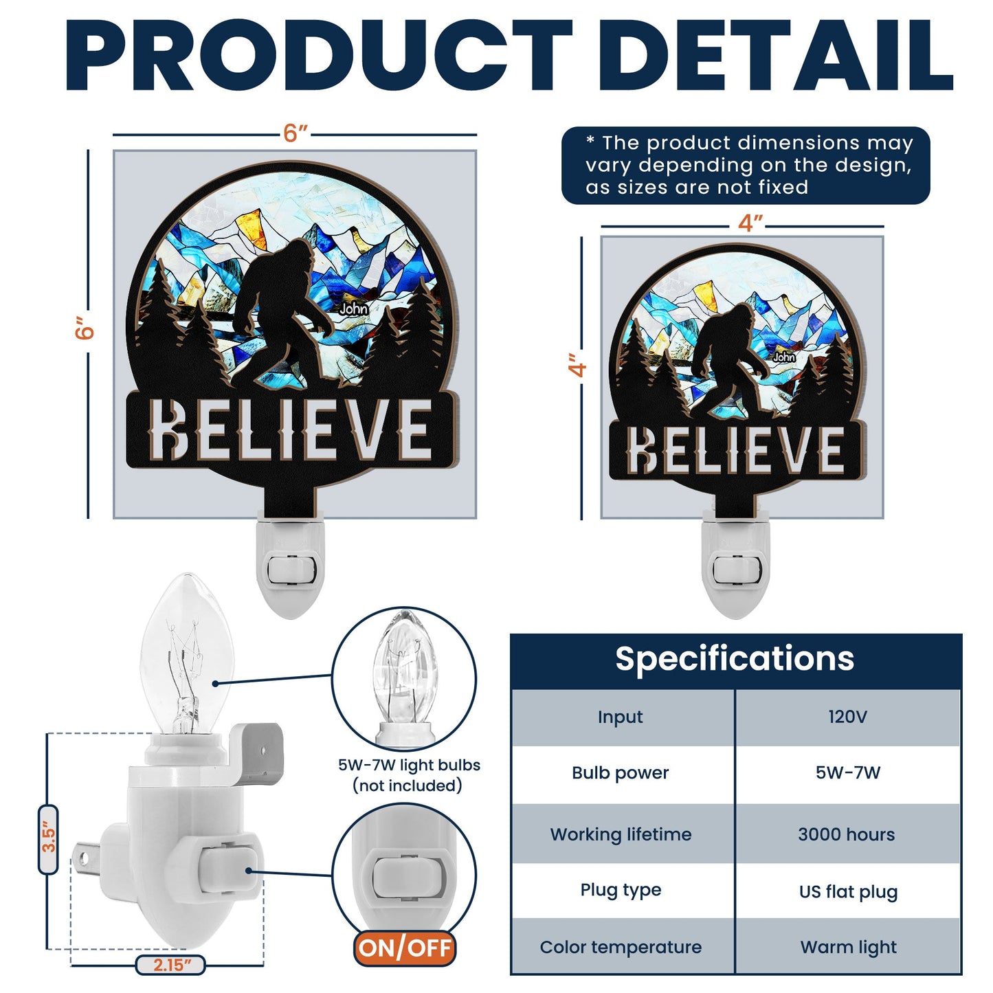 Believe - Personalized Wood And Acrylic Night Light