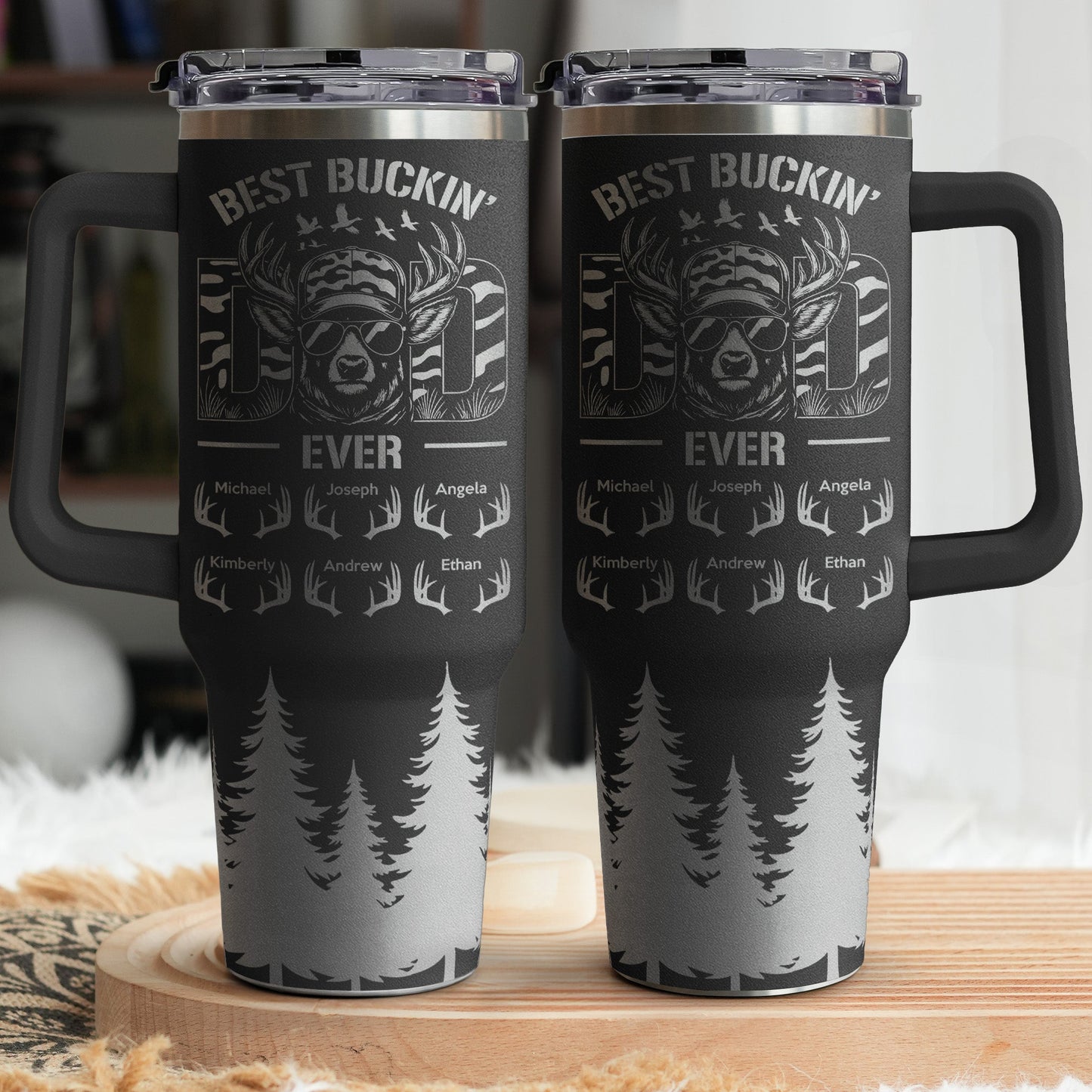 Best Buckin' Dad Ever Custom Kids Names - Personalized 40oz Tumbler