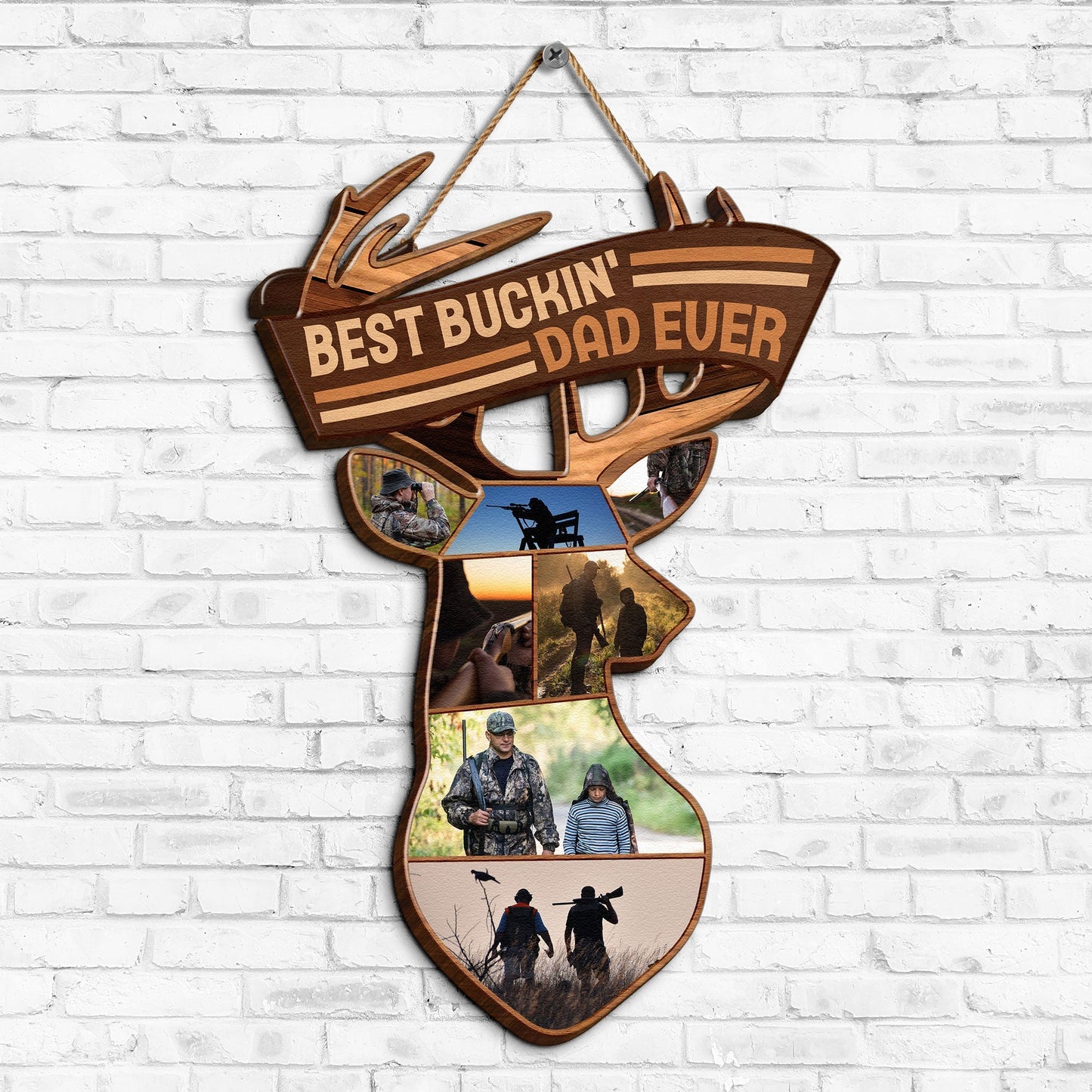 Best Buckin' Dad Ever - Personalized Wood Photo Sign