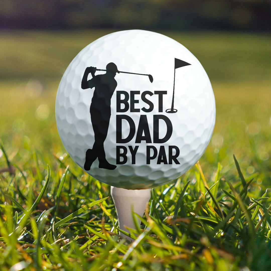Best Dad By Par Grandpa Papa Husband Golf Gift - Personalized Photo Golf Ball