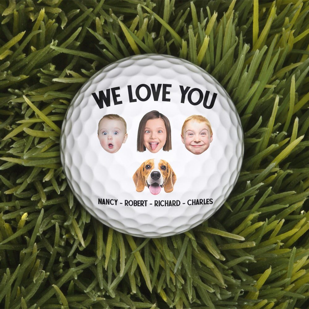 Best Dad By Par Grandpa Papa Husband Golf Gift - Personalized Photo Golf Ball